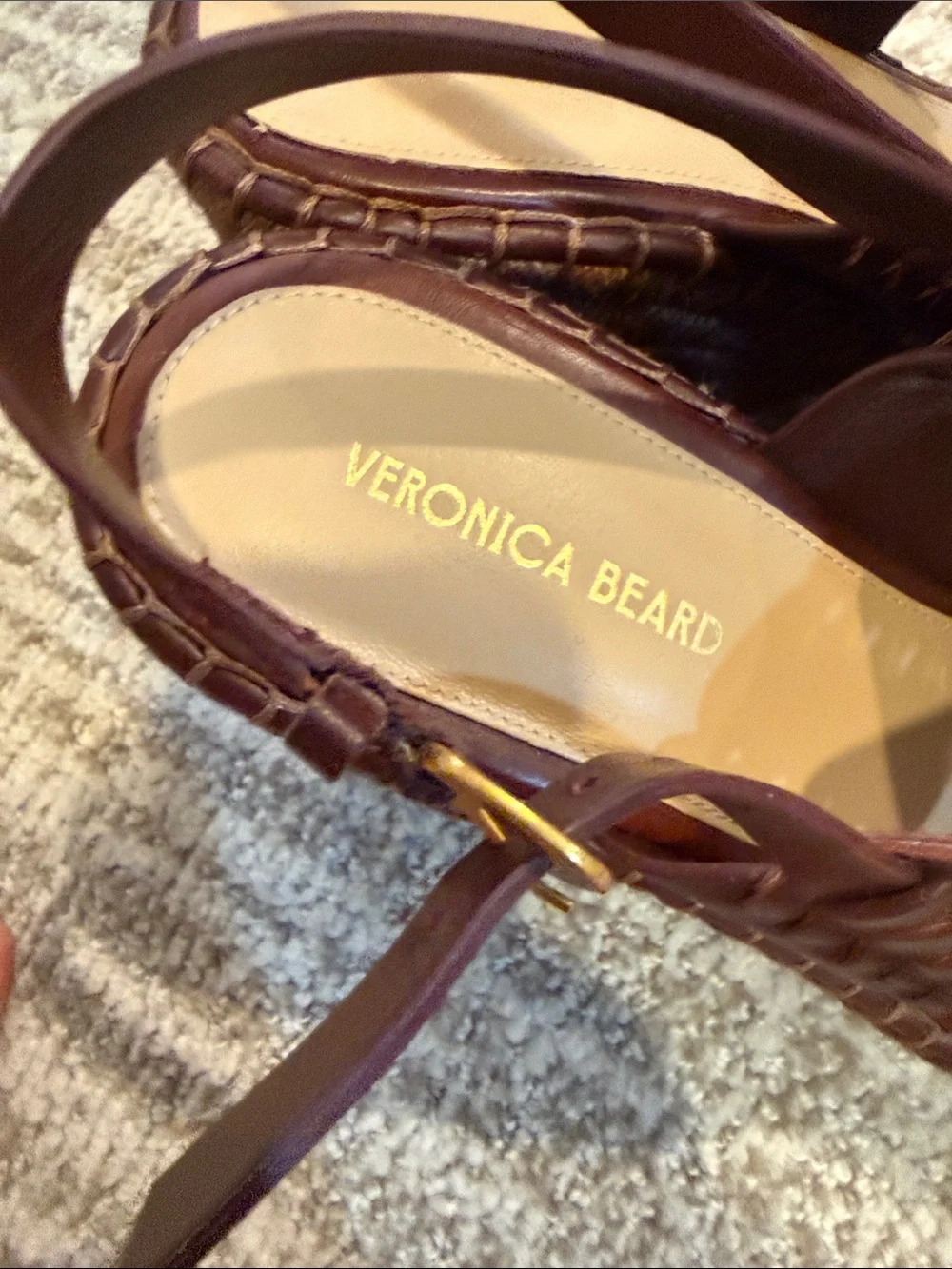 Veronica Beard Dark Brown Woven Leather Wedge Sandals- sz 8